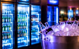 Getränkekühlschrank und Sektkühler mit Eis